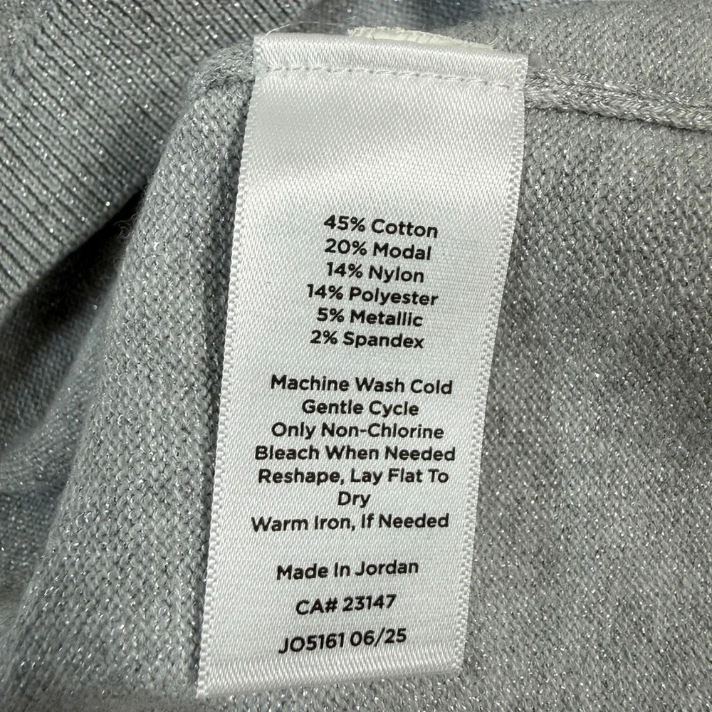 Talbots Womens XL Gray Metallic Shimmer Turtleneck Sweater Button Cuff JO5161‎